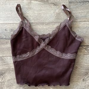 Small Brown Lace Tank Top from Divided